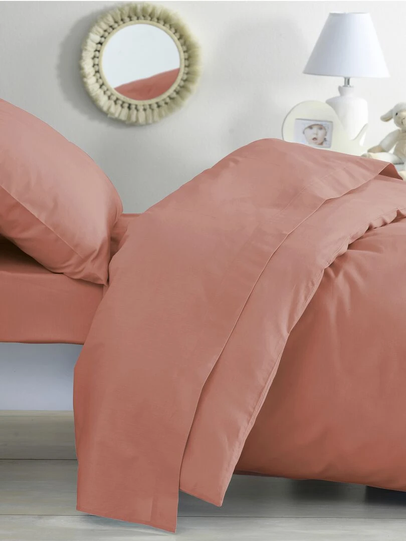 Drap dousse lit bébé 60x120 cm 100% coton Bio 'P'tit Basile' Vieux rose