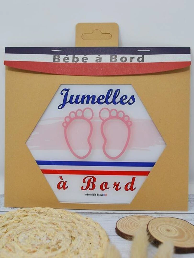 Adhésif / Autocollant bébé à bord   Jumelles   Rose