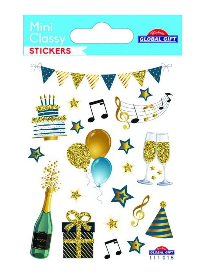 Stickers Fête d'anniversaire Paillettes 1 8 cm N/A
