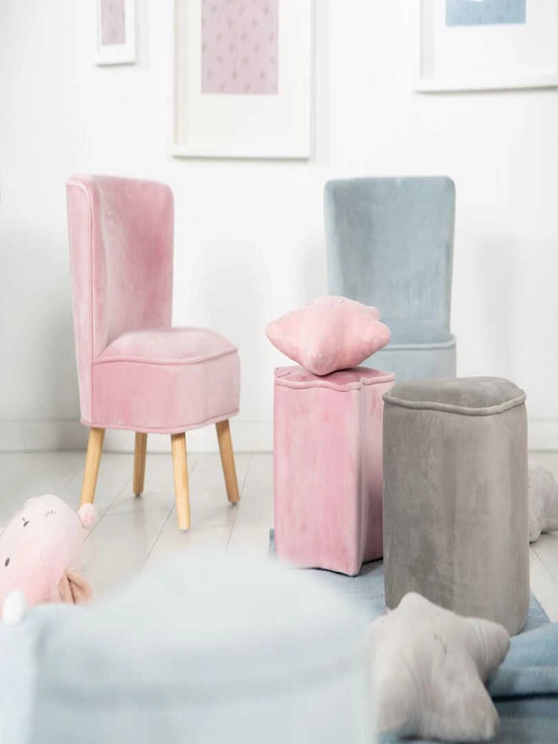 ROBA Mini Fauteuil en Velours "Lil Sofa"   Chaise Enfant avec Pieds en Bois Stables   Rose   Rose