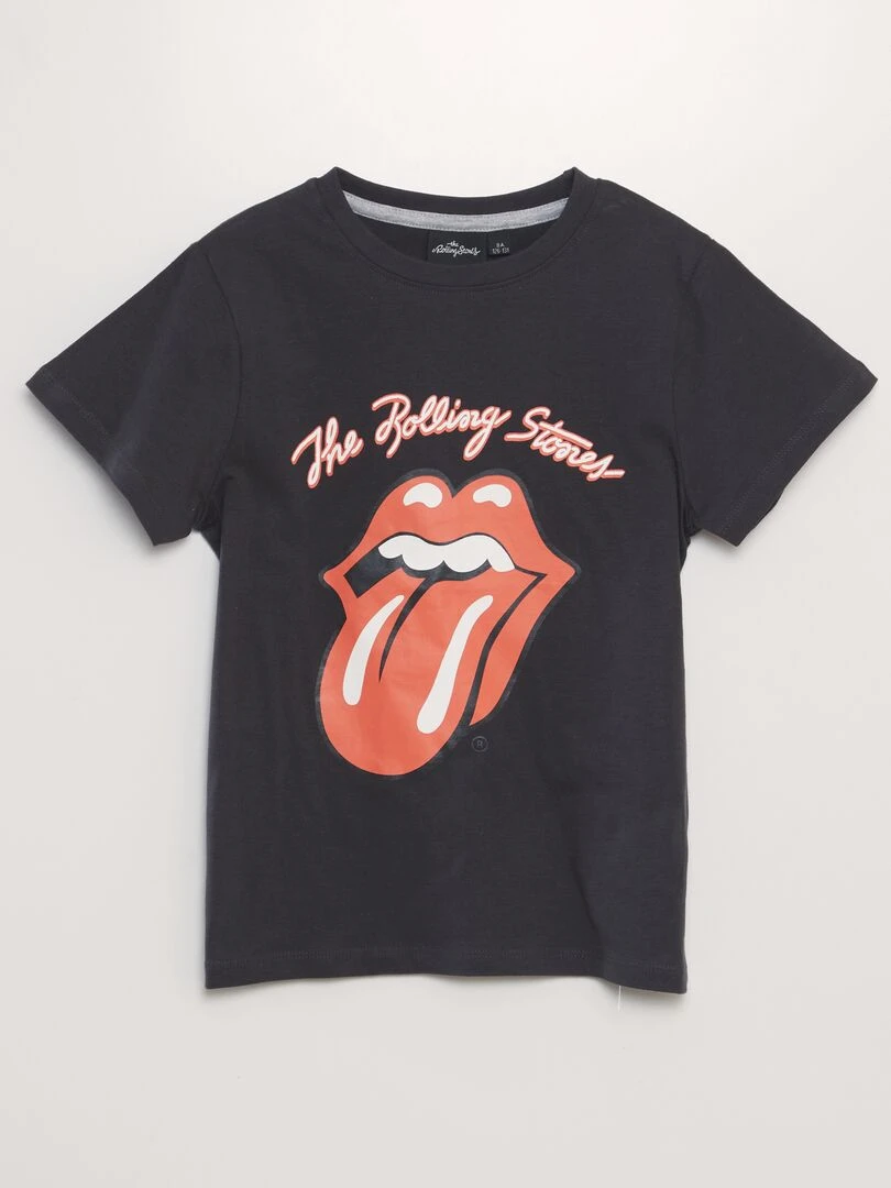 Pyjama court   Imprimé 'The Rolling Stones'   2 pièces   Noir/gris