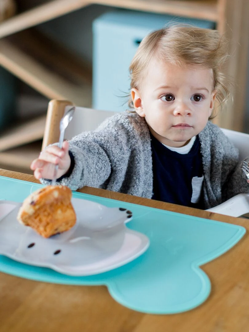 Set de table en forme d’ours en silicone Bleu turquoise