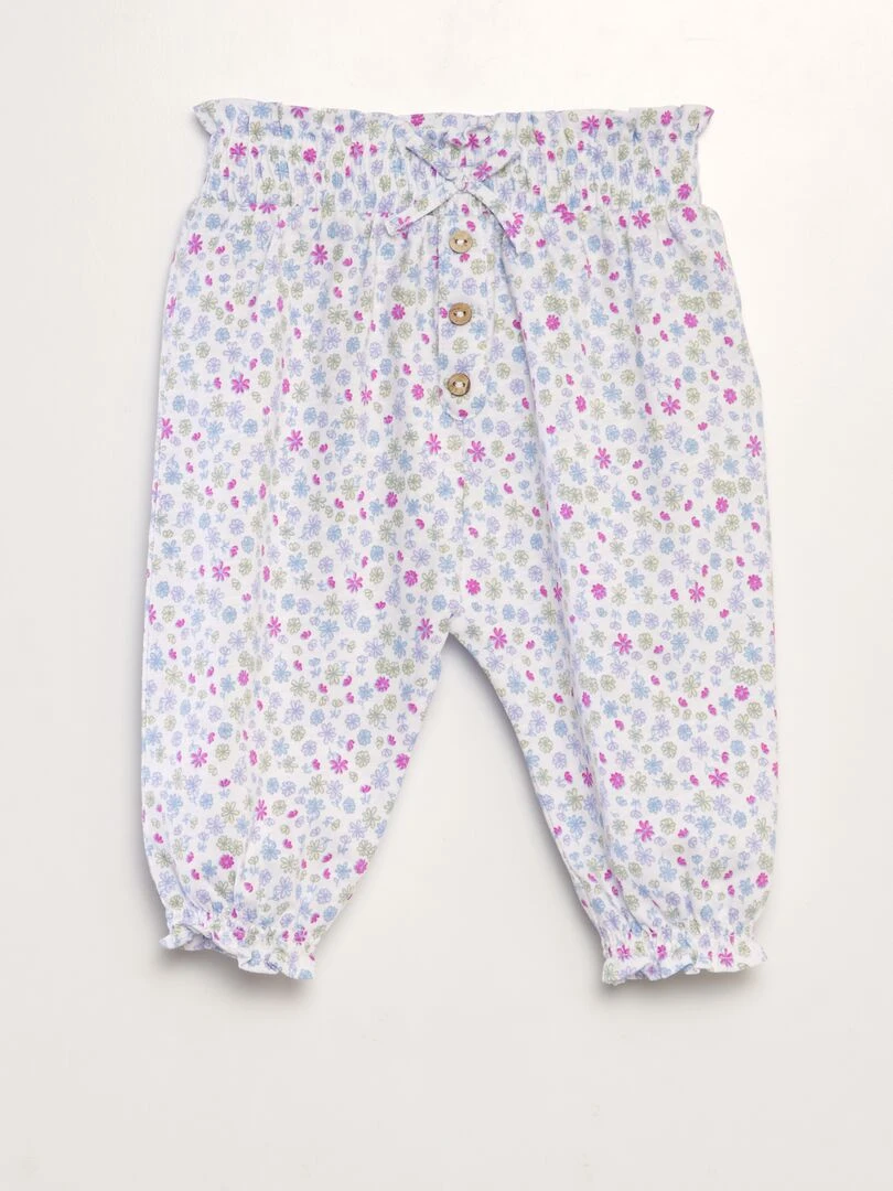 Pantalon type sarouel Bleu/rose/blanc