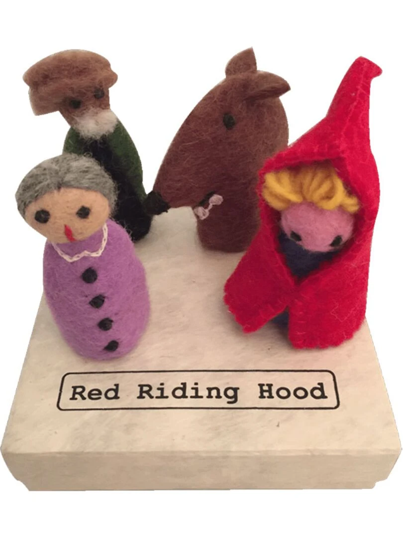 Marionnettes à doigts en laine feutrée Le Petit Chaperon rouge Multicolore