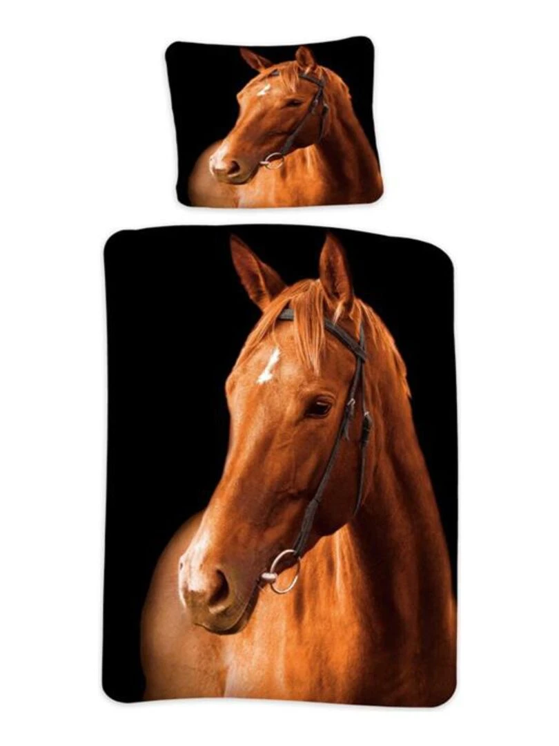 Parure de lit coton Cheval Brun Marron
