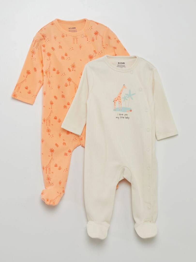 Lot de pyjama dors bien imprimée 2 pièces Corail