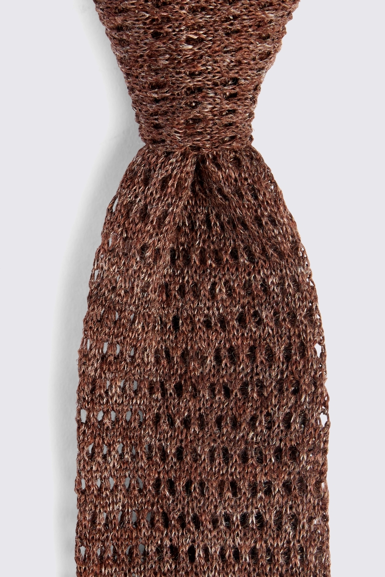 Chocolate Linen Open Knit Tie Buy Online at Moss