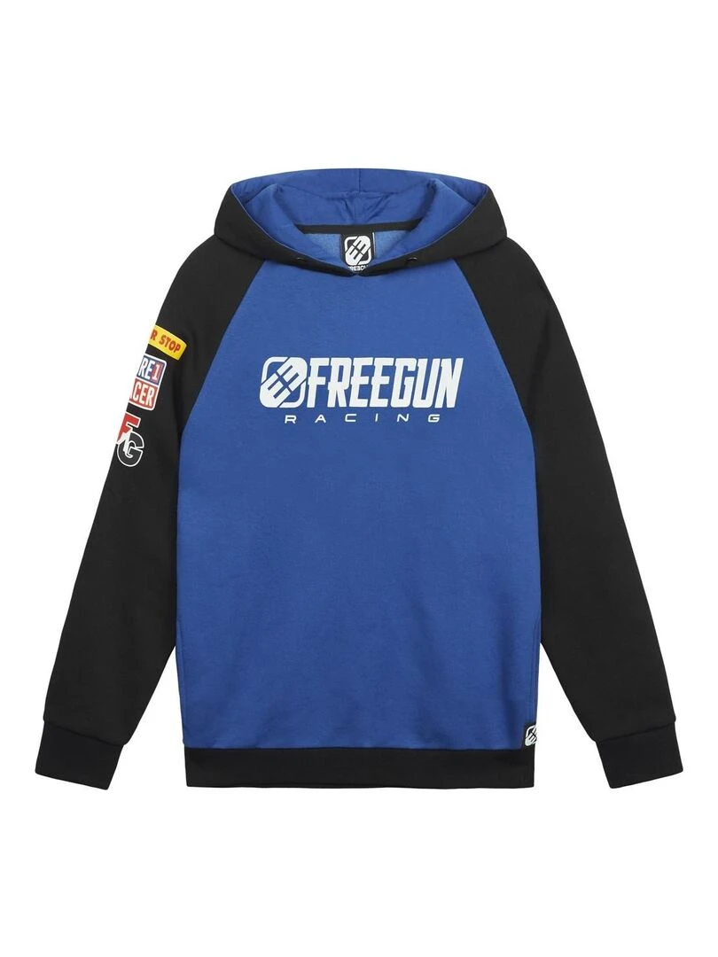 Sweat garçon à capuche Collection Racing Freegun Bleu