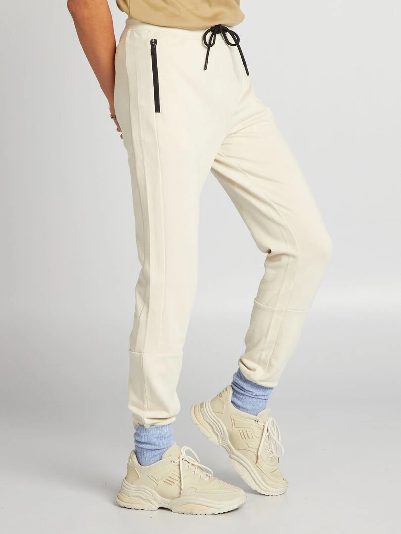 Pantalon de jogging à détails contrastés Ecru