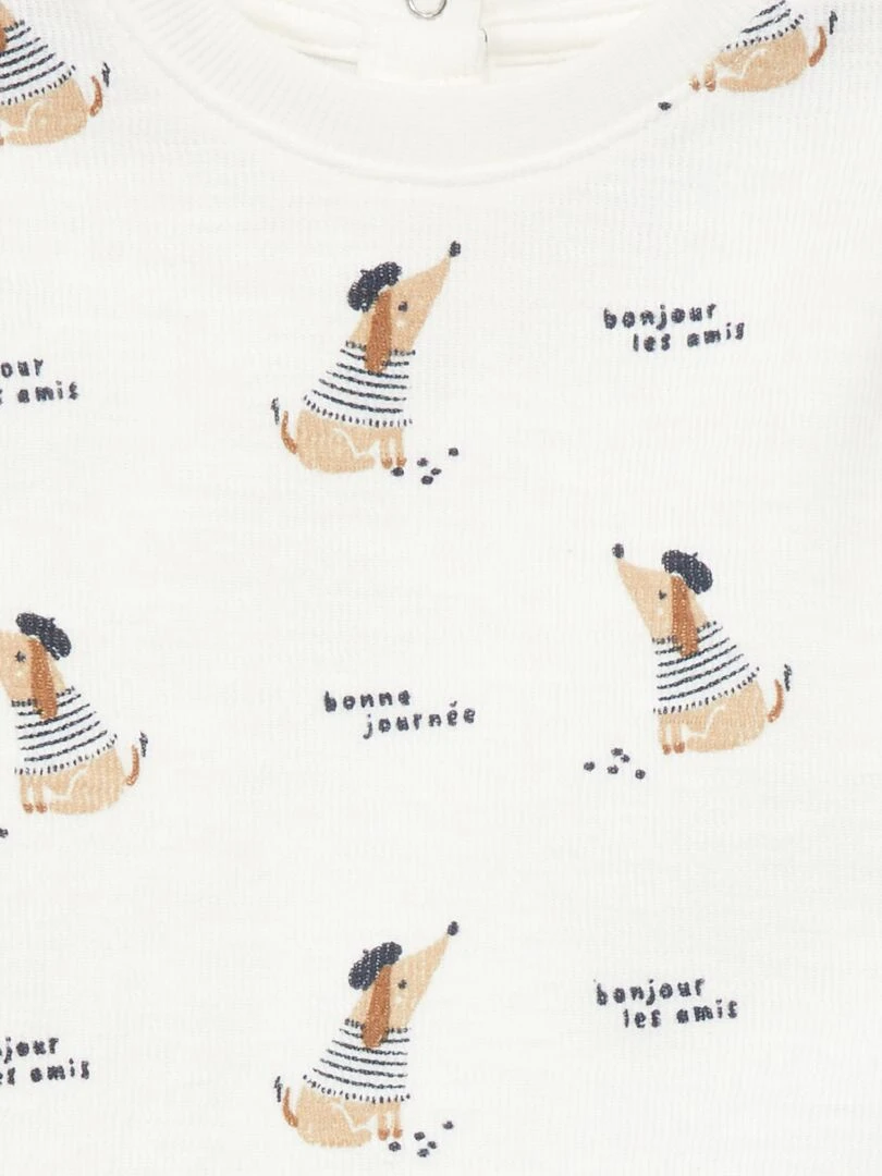 T shirt manches longues en rib Blanc