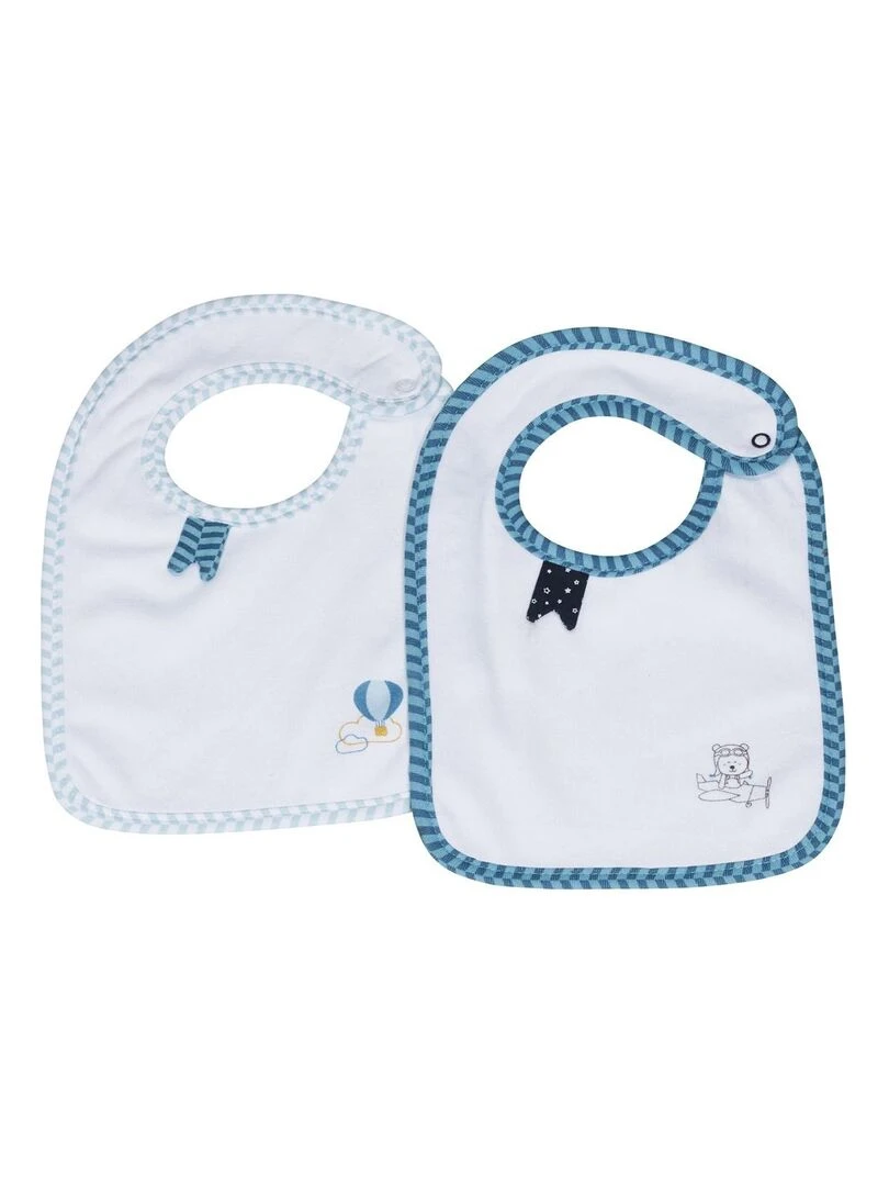 Lot De 2 Bavoirs en coton blanc SAUTHON Blanc