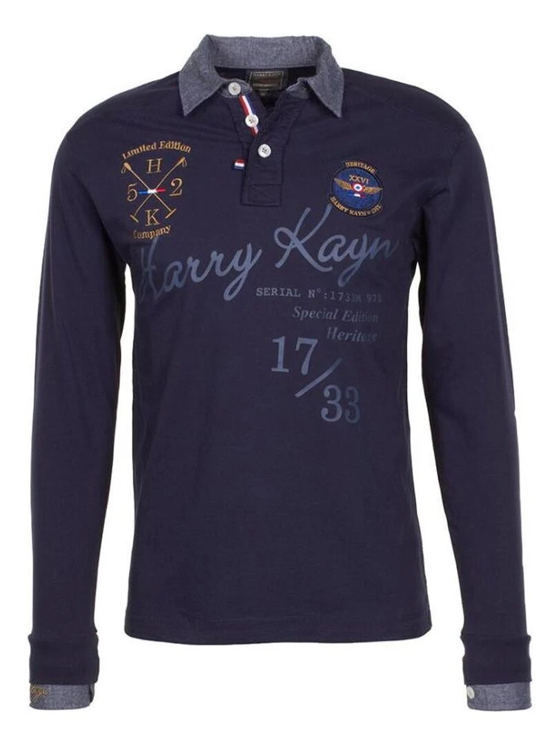 Polo manches longues garçon ECAZBI HARRY KAYN Bleu marine