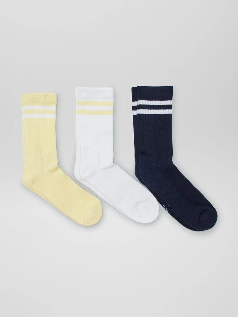 Lot de 3 paires de chaussettes Jaune/blanc/noir