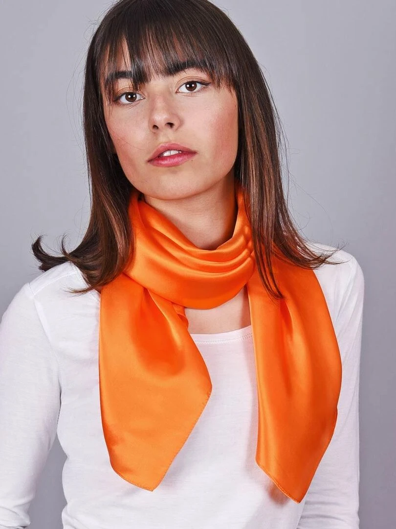 Carré de soie Premium Uni Orange