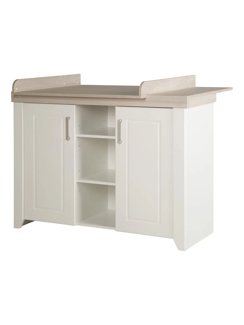 ROBA Commode à Langer "Felicia" – avec Plan Amovible – Style Maison de Campagne – Blanc Blanc Gris