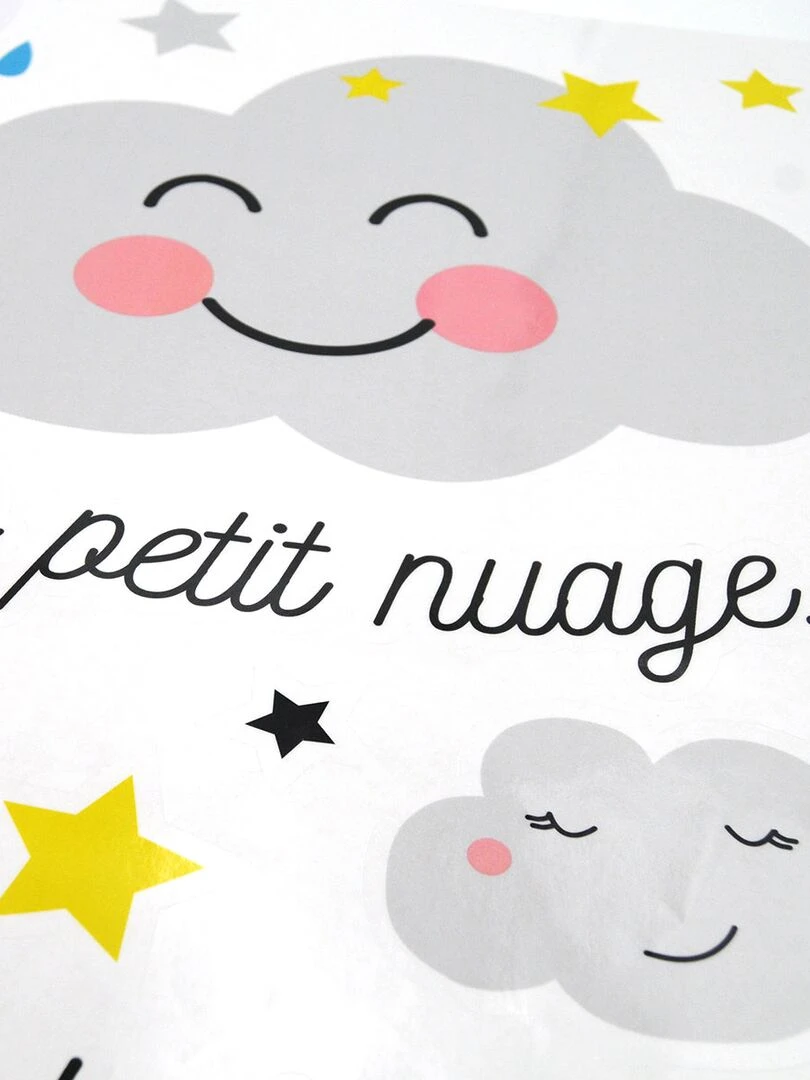 Stickers muraux décoratifs 46x68 cm Nuage Gris