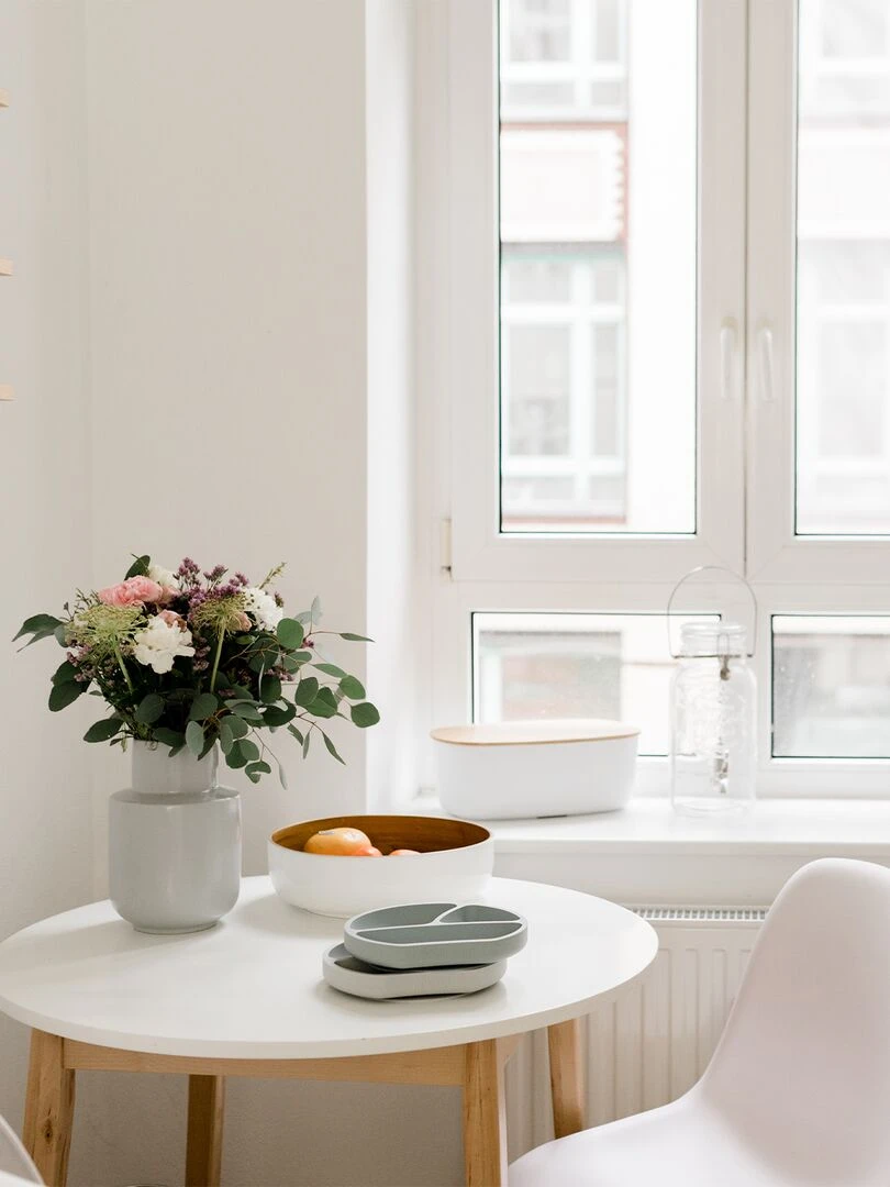 Assiette ventouse en silicone   Gris clair