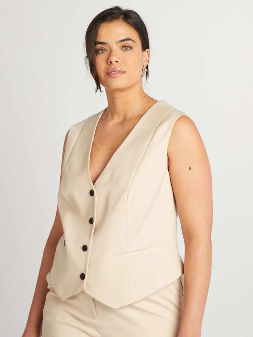 Gilet court de tailleur sans manches Beige
