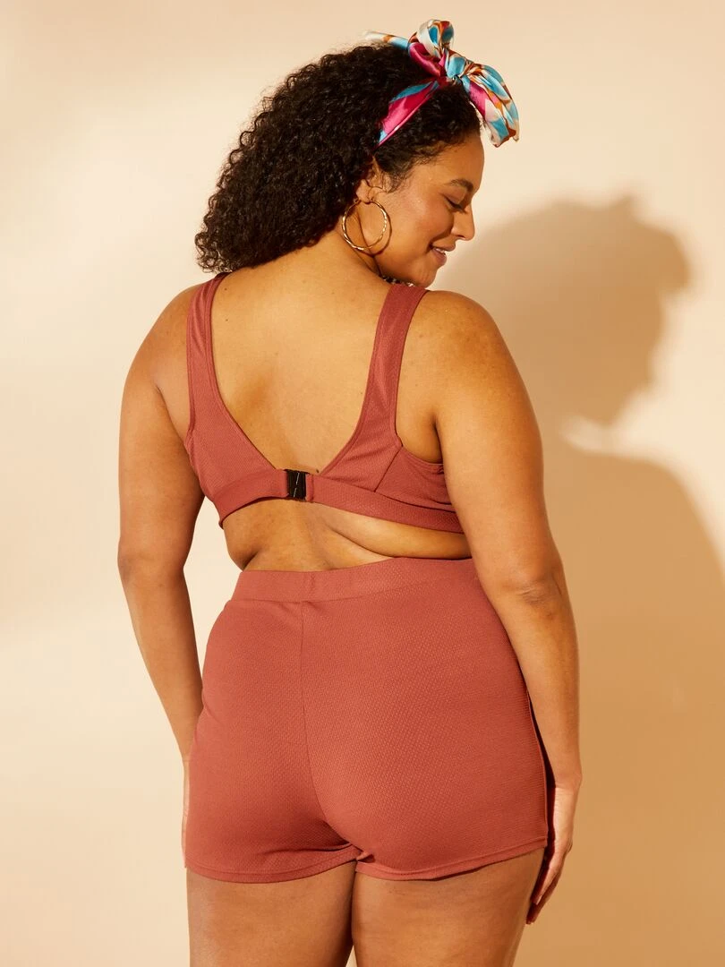Maillot de bain brassière + short   2 pièces   Marron