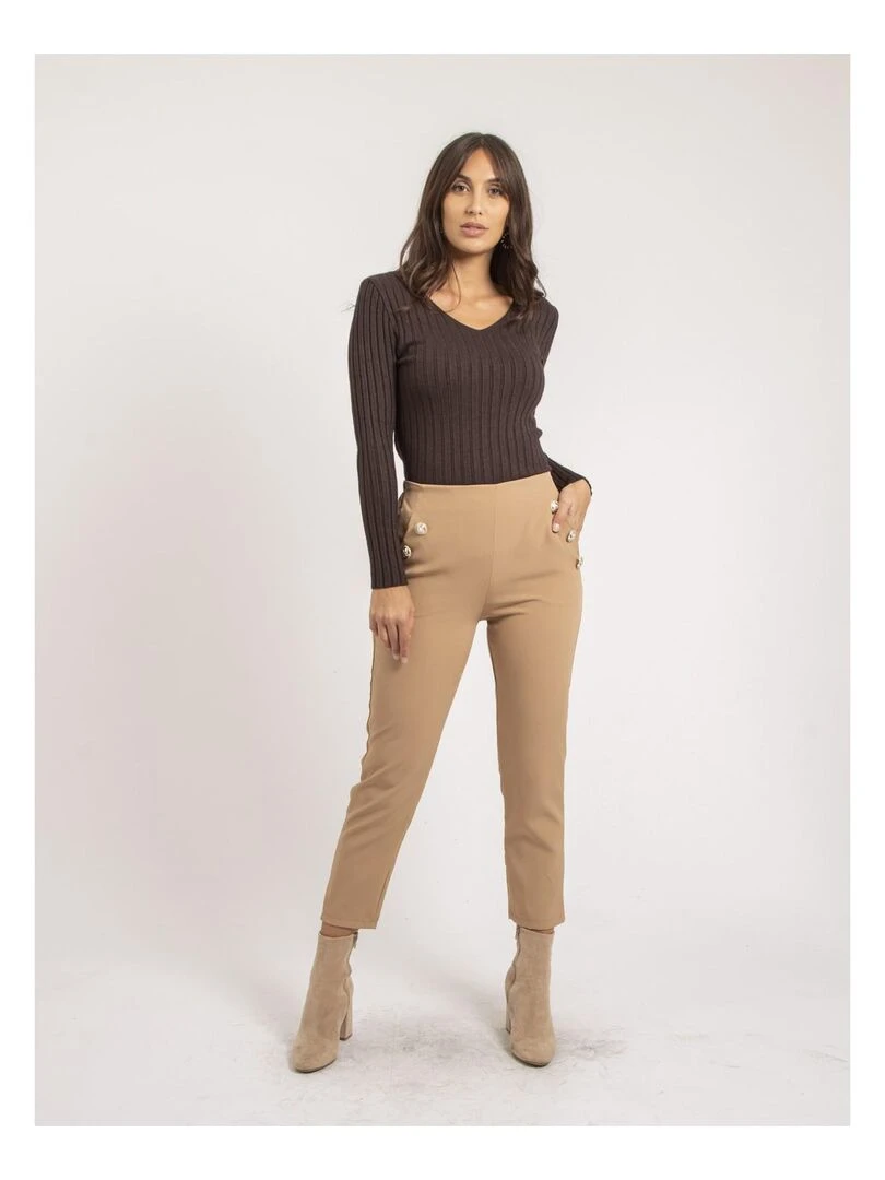 Pantalon droit ESLINA   Beige