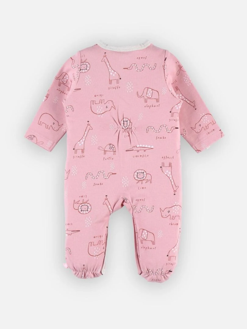 Pyjama 1 pièce à imprimé animalier en jersey Noukie's Rose