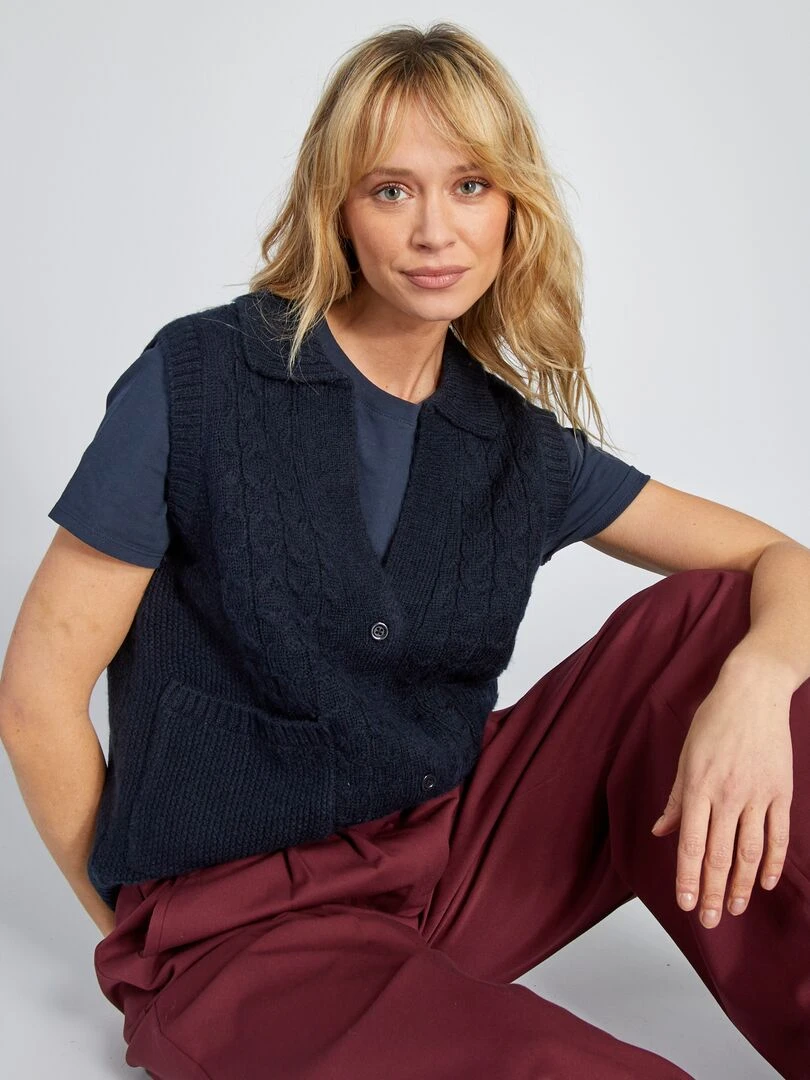 Gilet en maille Bleu