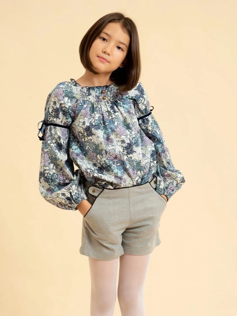 Short Laine Gris Souris Fille POUPETTE 'LA FAUTE A VOLTAIRE' Gris Noir