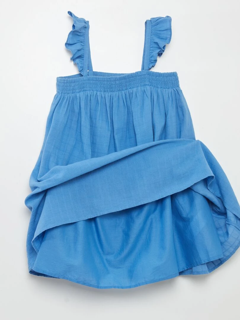 Robe avec bretelles volantées   Bleu