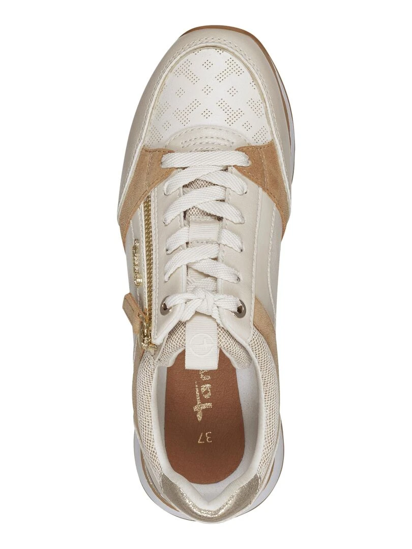 Basket Cuir Plate Tamaris   Blanc