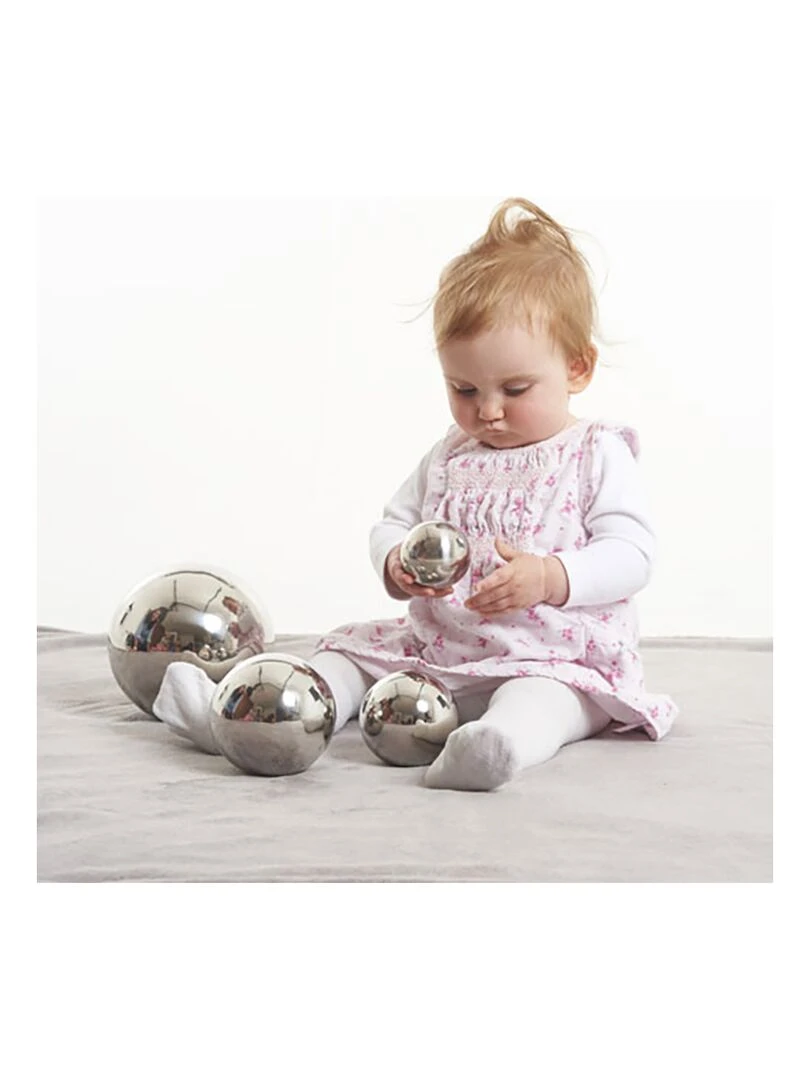 Set de 4 balles réfléchissantes et sensorielles Argent Multicolore
