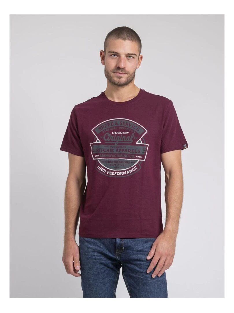 T shirt col rond pur coton JIROBIN Violet