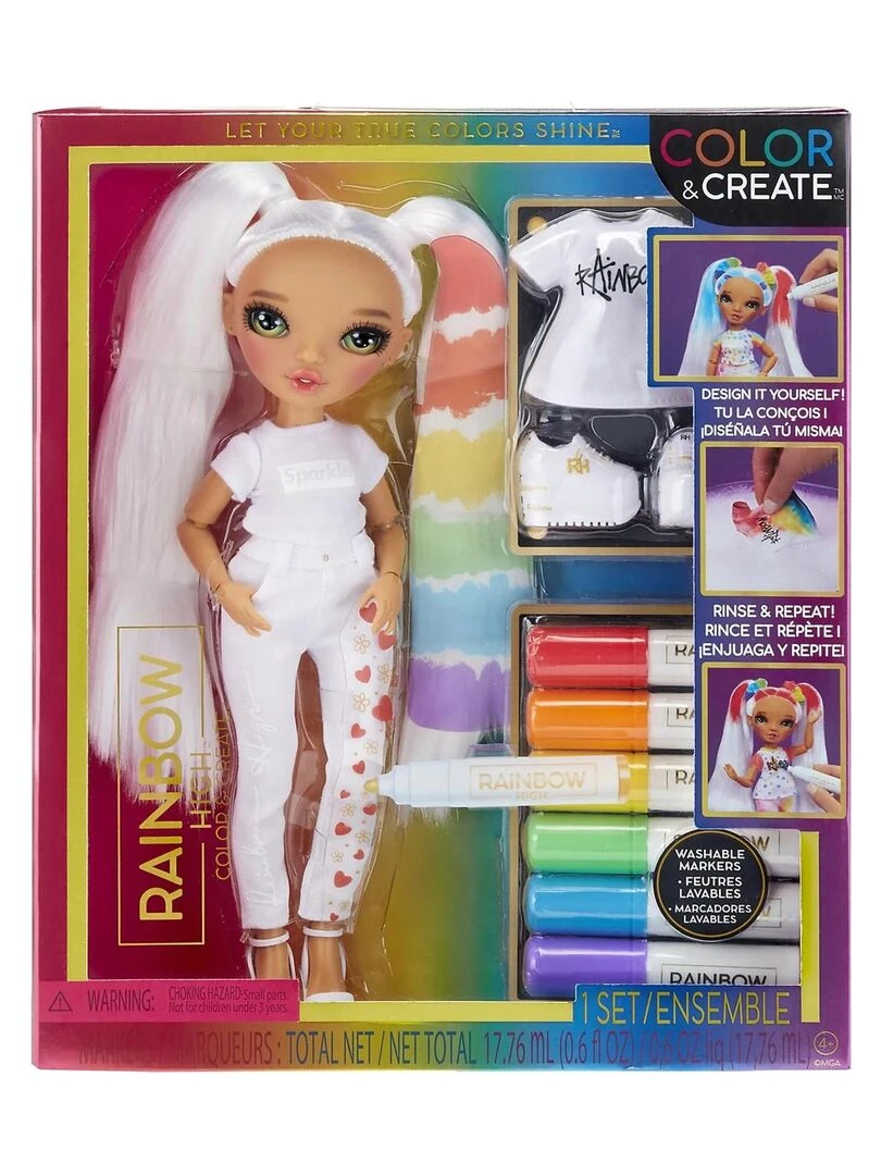 Rainbow High Color & Create yeux verts Blanc