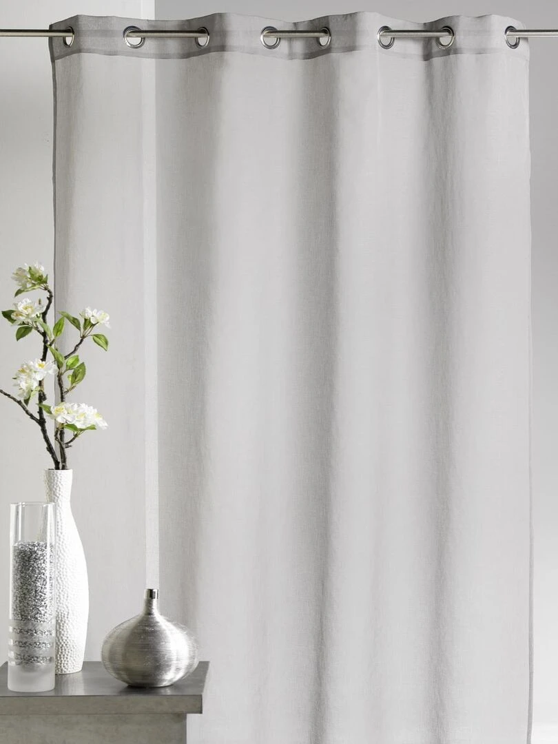 Voilage en Etamine unie Gris clair