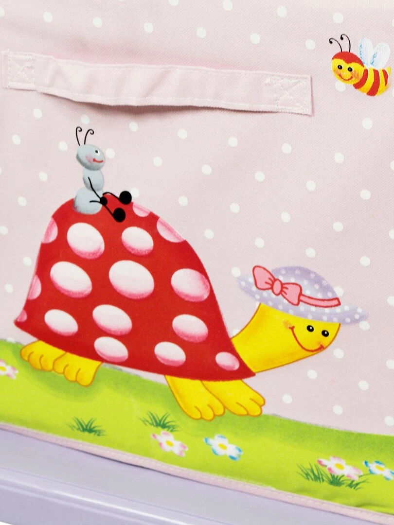 Etagère enfant Magic Garden bois avec 3 paniers bacs de rangement tissu TD 0132A Rose