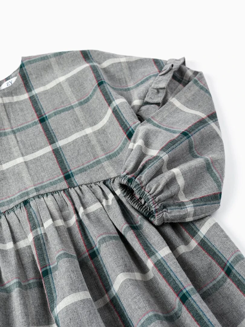 Robe à Manches Longues à Carreaux pour Fille manches longues  ROYALS OFF DUTY   Gris clair