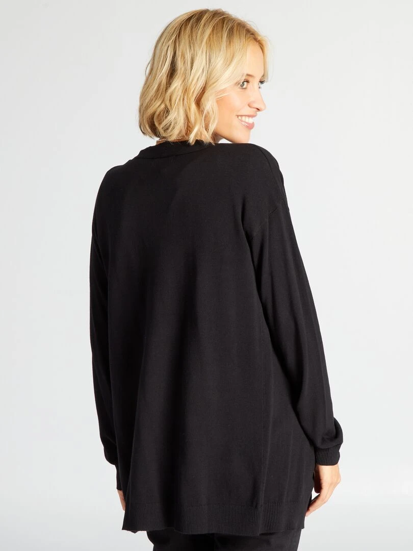 Gilet long ouvert en viscose douce noir
