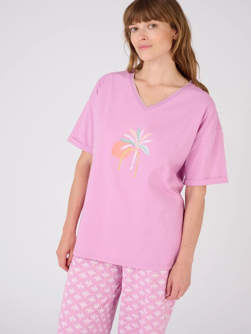 Pyjama 7/8ème pur coton    Damart   Violet