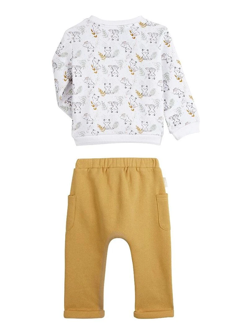 Ensemble sweat et pantalon bébé mixte en molleton Little Fox Ecru