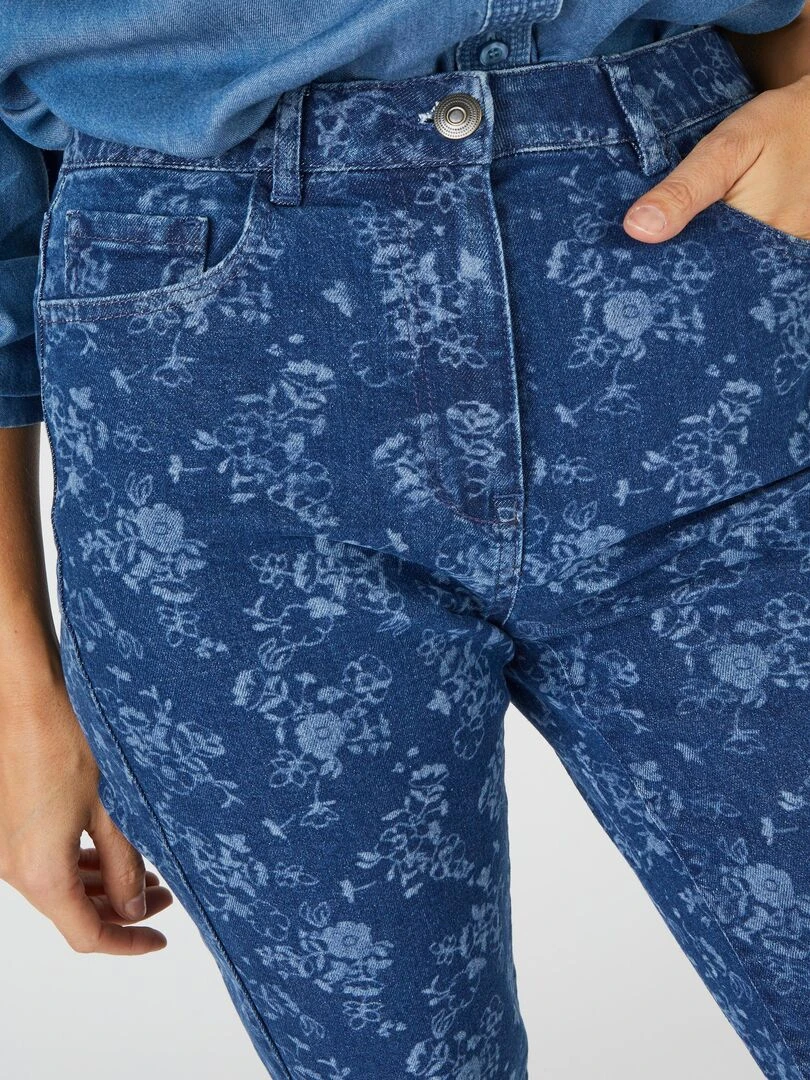Jean 7/8ème 5 poches imprimé Damart Bleu