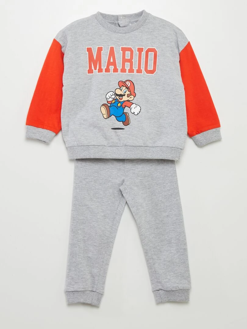 Pyjama long 'Super Mario' 2 pièces Gris/rouge