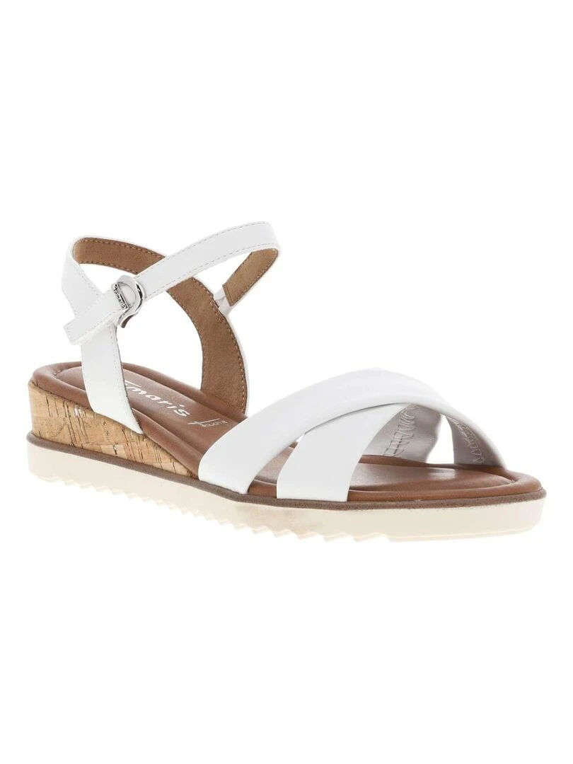 TAMARIS   Nu pieds talon compensé bas   Blanc