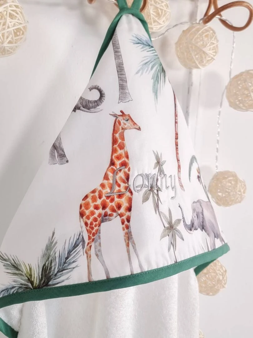 Grande cape de bain en coton et bambou Safari Blanc