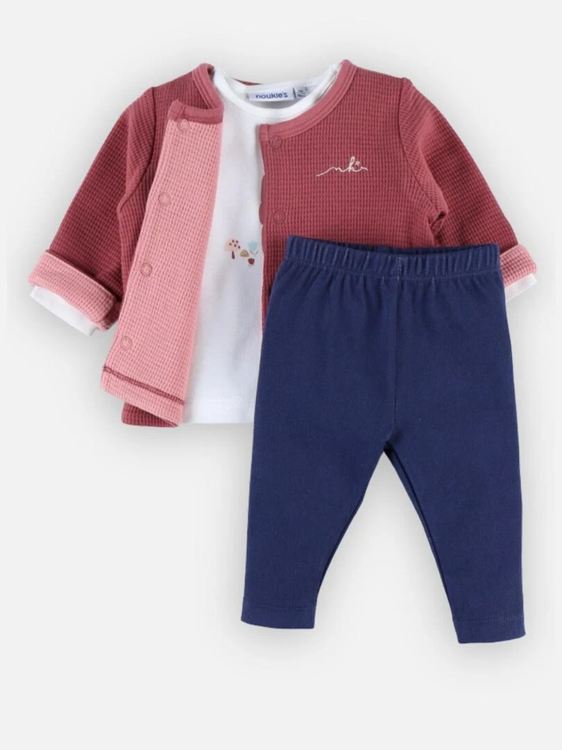 Set 3 pièces  rose/bleu   Noukie's   Bleu