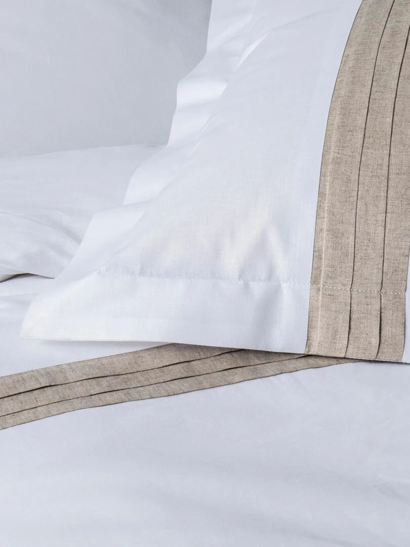 Parure 3 Pièces (260 x 240 cm) Laly  Coton Finition Lin PARURE DE COUETTE   Blanc