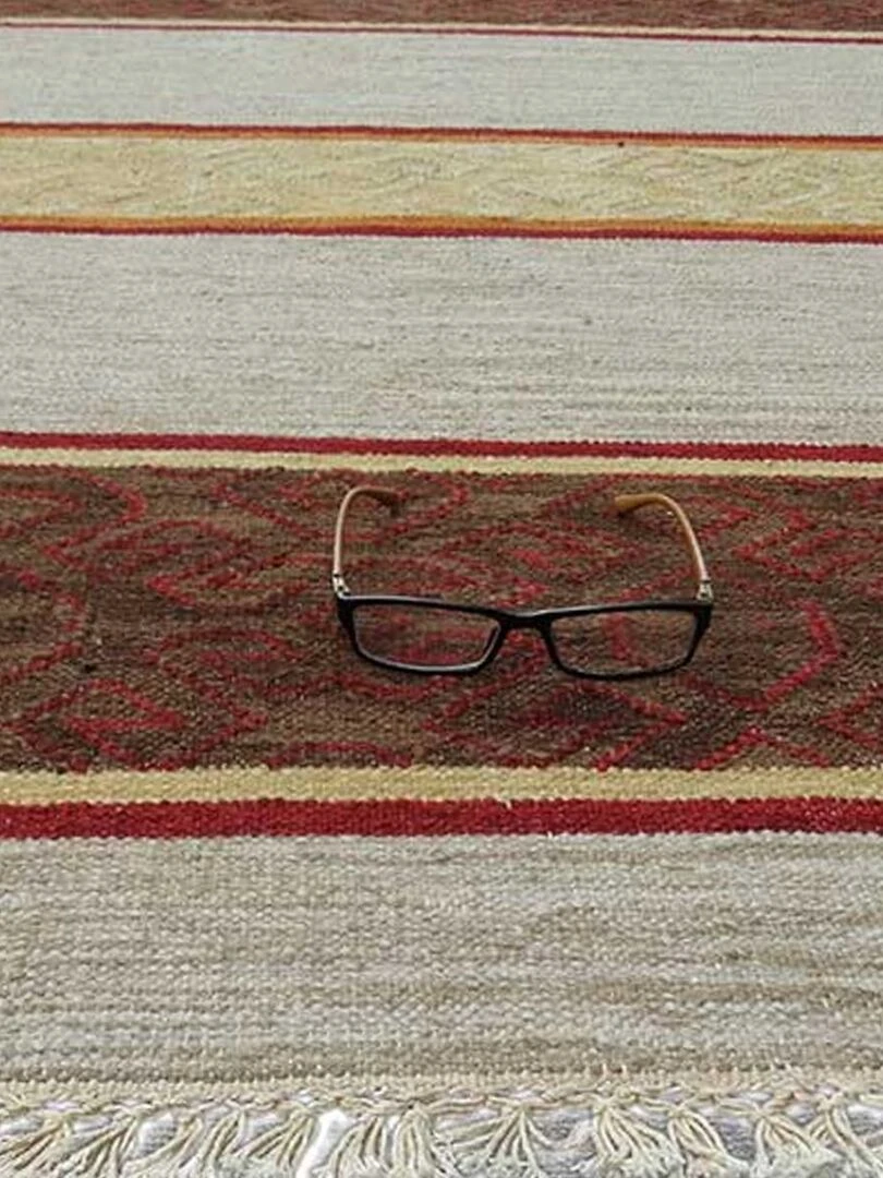 Tapis kilim tissé main en laine SARIKILIM Care&Fair   Gris