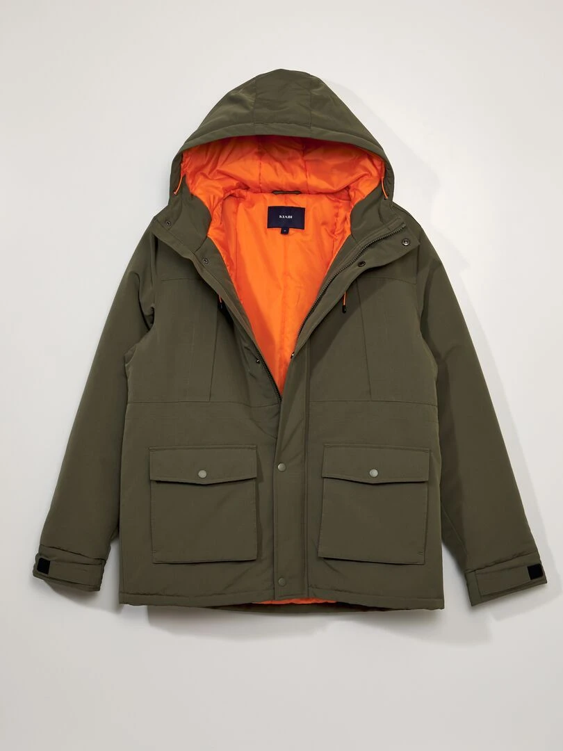Parka chaude à capuche   Kaki