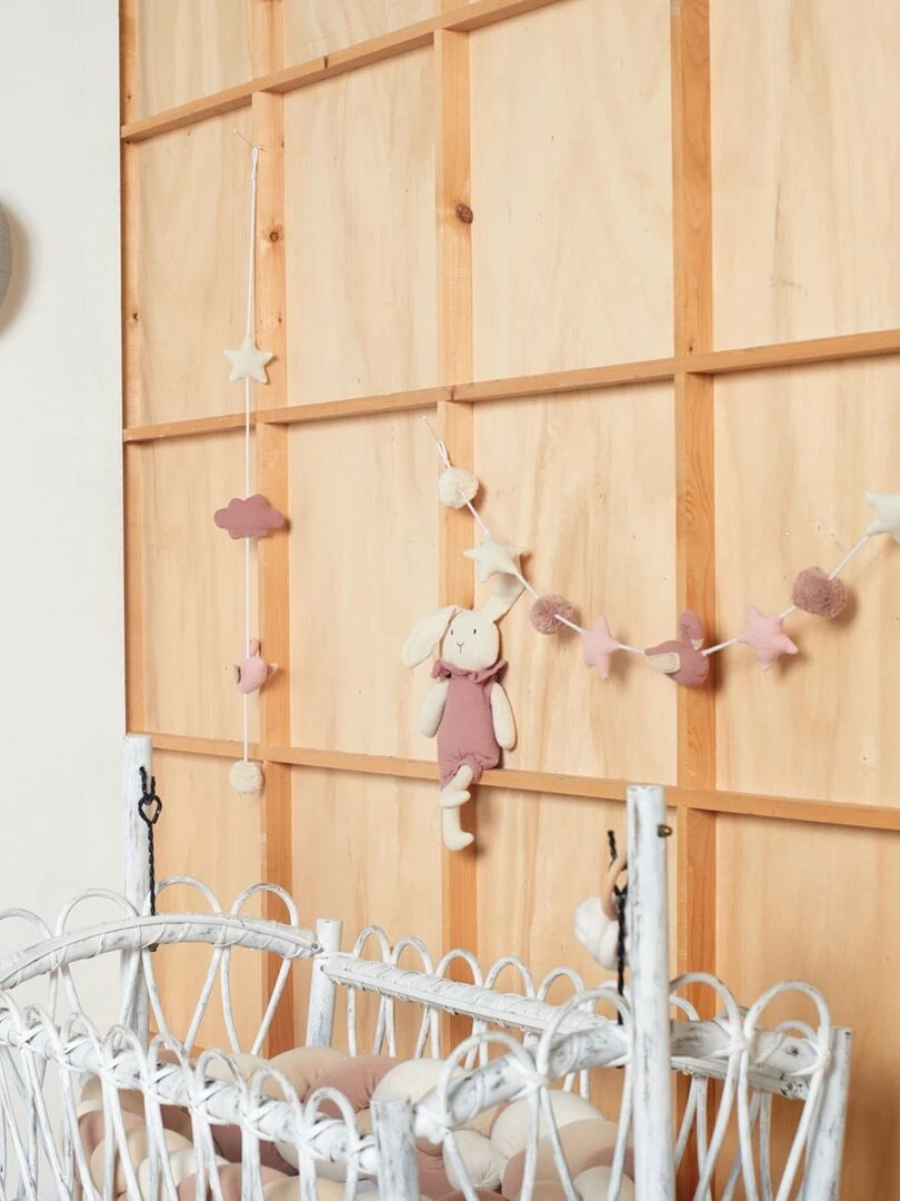 Guirlande en coton mousseline cygne 100 cm verticale Rose