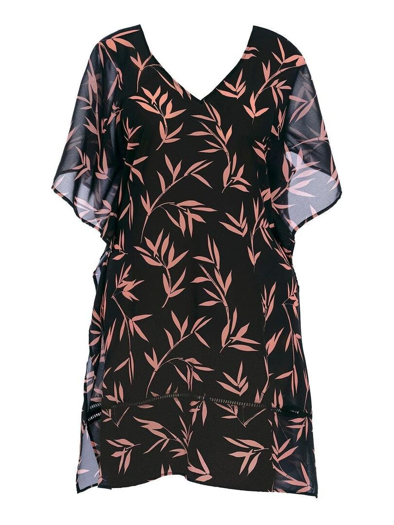 Tunique de plage chic imprimé bambou Luna bay   Noir
