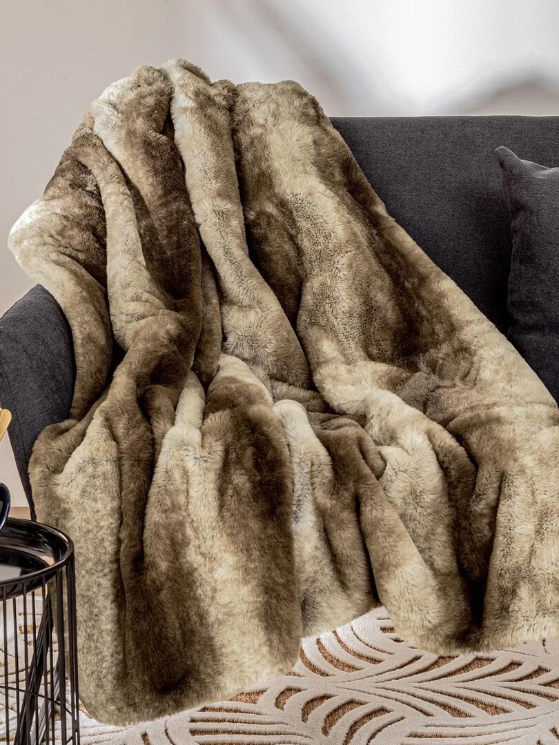 Plaid en imitation fourrure Beige