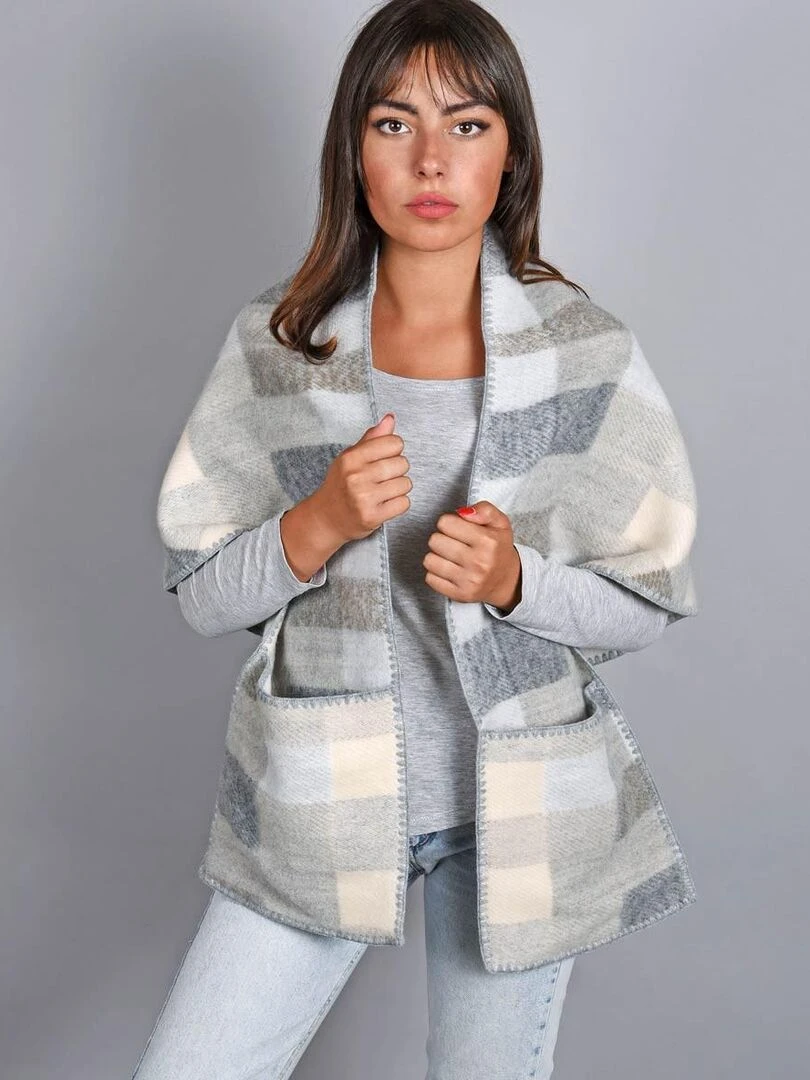 Châle à poches Talma Fabriqué en France Gris